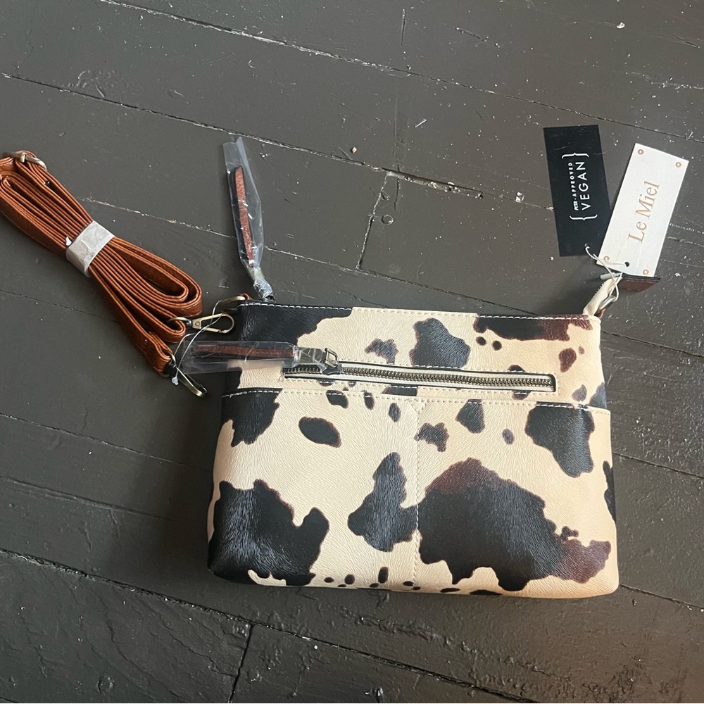 Vegan Cow Print Crossbody Bag